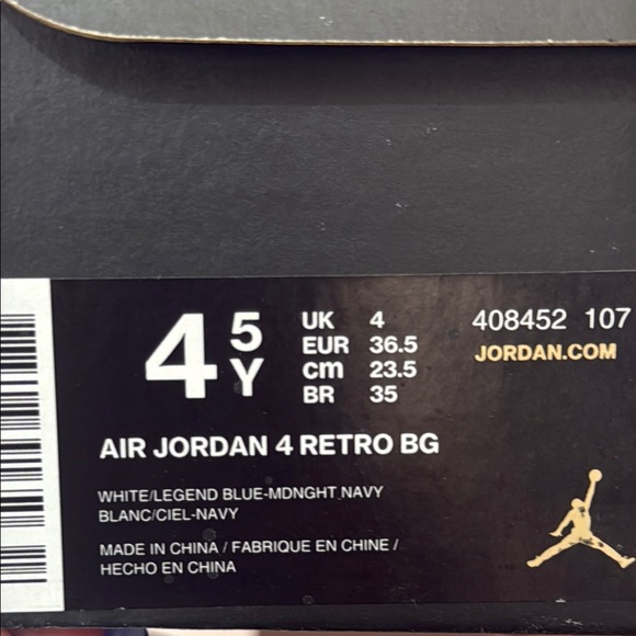 Air Jordan 4 retro Tennis Shoes size 4.5 Y - Picture 8 of 9